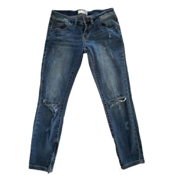 Firebird II One x One Teaspoon Distressed Fitted Leg Ankle Zip Jeans - Picture 2 of 5